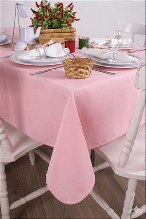 Toalha de Mesa Retangular em Oxford Rosa Bebê