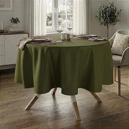 Toalha de Mesa Redonda para Buffet em Oxford Verde Musgo
