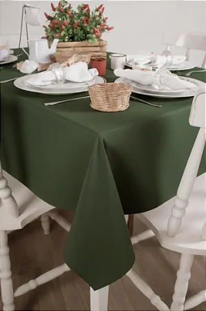 Toalha de Mesa Retangular em Oxford Verde Musgo