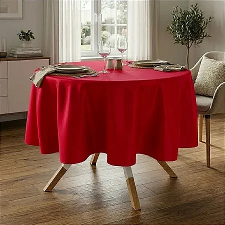Toalha de Mesa Redonda para Buffet em Oxford Vermelho