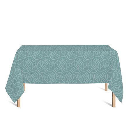 Toalha de Mesa Retangular em Tecido Jacquard Azul Tiffany Argolas Tradicional