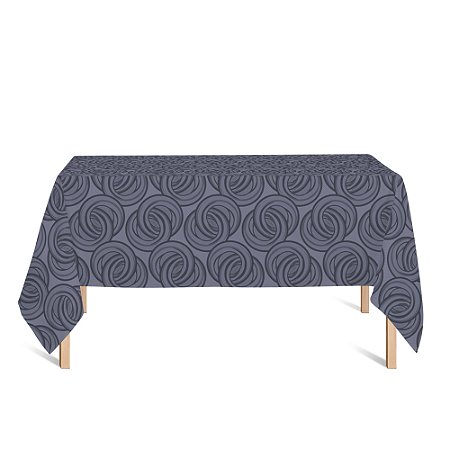 Toalha de Mesa Retangular em Tecido Jacquard Preto Acinzentado e Prata Argolas Tradicional
