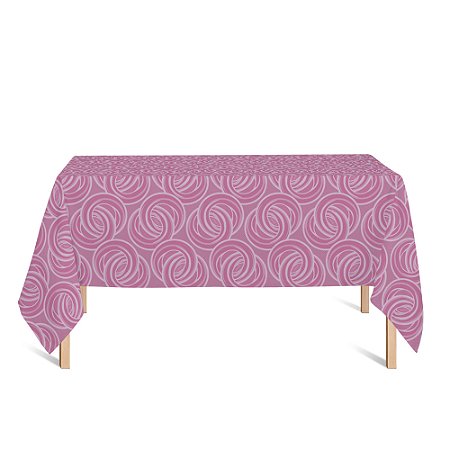 Toalha de Mesa Retangular em Tecido Jacquard Rosa Bebê Argolas Tradicional
