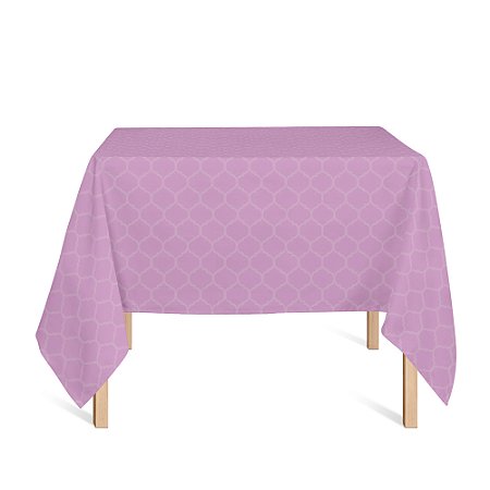 Toalha de Mesa Quadrada em Tecido Jacquard Rosa Bebê Geométrico Tradicional