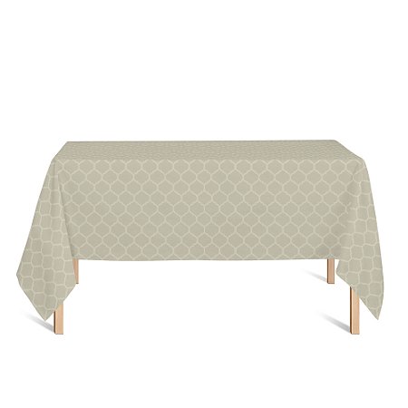 Toalha de Mesa Retangular em Tecido Jacquard Bege Geométrico Tradicional