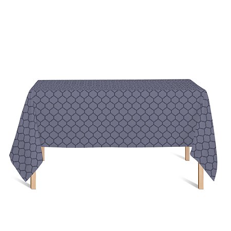 Toalha de Mesa Retangular em Tecido Jacquard Preto Acinzentado e Prata Geométrico Tradicional