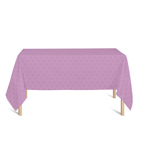 Toalha de Mesa Retangular em Tecido Jacquard Rosa Bebê Geométrico Tradicional
