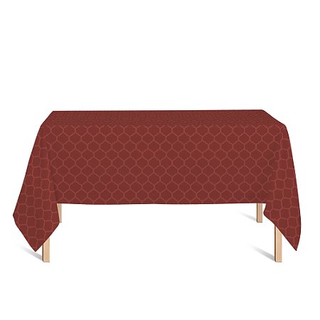 Toalha de Mesa Retangular em Tecido Jacquard Vermelho Geométrico Tradicional
