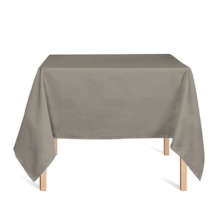 Toalha de Mesa Quadrada em Tecido Jacquard Bege e Marrom Acinzentado Liso Tradicional
