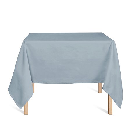 Toalha de Mesa Quadrada em Tecido Jacquard Dourado e Azul Liso Tradicional