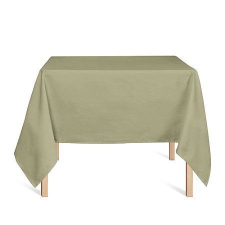 Toalha de Mesa Quadrada em Tecido Jacquard Dourado e Turquesa Liso