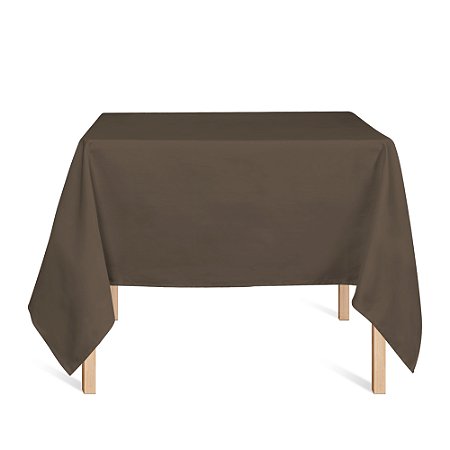 Toalha de Mesa Quadrada em Tecido Jacquard Marrom e Bege Liso Tradicional