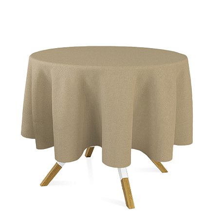 Toalha de Mesa Redonda em Tecido Jacquard Dourado e Rosa Envelhecido Liso Tradicional