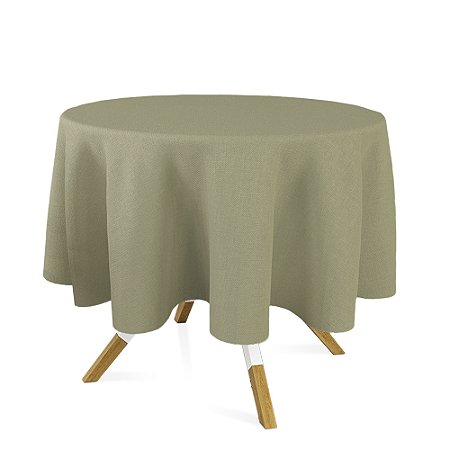Toalha de Mesa Redonda em Tecido Jacquard Dourado e Turquesa Liso Tradicional