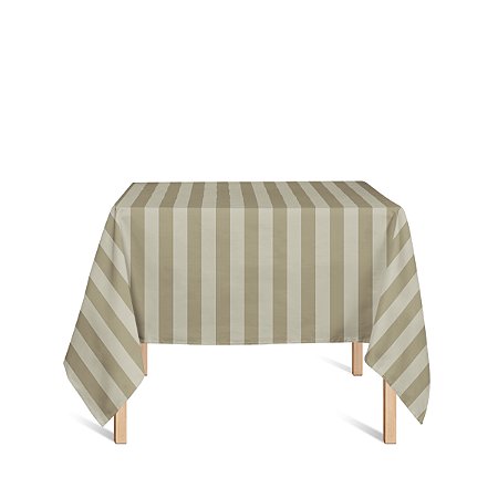 Toalha de Mesa Quadrada em Tecido Jacquard Bege Escuro (Fendi) Listrado Tradicional