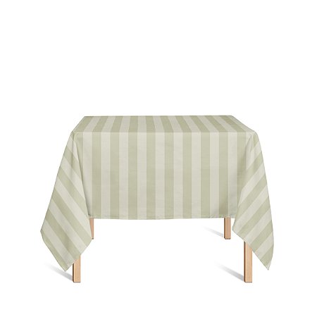 Toalha de Mesa Quadrada em Tecido Jacquard Bege Listrado Tradicional