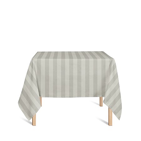 Toalha de Mesa Quadrada em Tecido Jacquard Bege Marfim Listrado Tradicional
