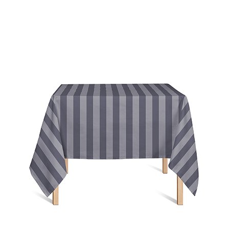 Toalha de Mesa Quadrada em Tecido Jacquard Cinza Chumbo Listrado Tradicional