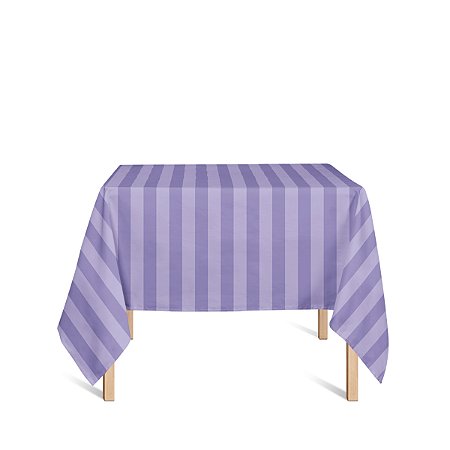 Toalha de Mesa Quadrada em Tecido Jacquard Lilás Listrado Tradicional