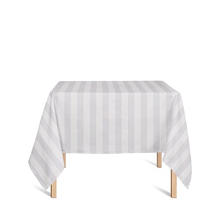 Toalha de Mesa Quadrada em Tecido Jacquard Off-White Listrado Tradicional