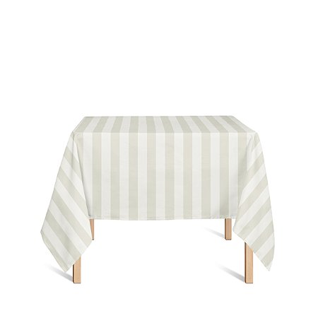 Toalha de Mesa Quadrada em Tecido Jacquard Palha Crú (Rústico) Listrado Tradicional