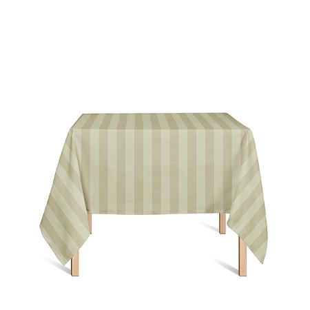 Toalha de Mesa Quadrada em Tecido Jacquard Pérola Listrado Tradicional