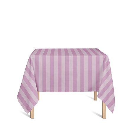 Toalha de Mesa Quadrada em Tecido Jacquard Rosa Bebê Listrado Tradicional