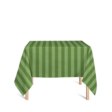 Toalha de Mesa Quadrada em Tecido Jacquard Verde Listrado Tradicional