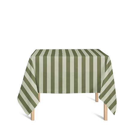 Toalha de Mesa Quadrada em Tecido Jacquard Verde Pistache Listrado Tradicional