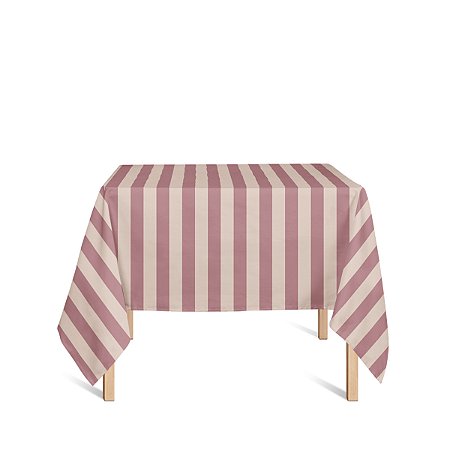 Toalha de Mesa Quadrada em Tecido Jacquard Vermelho com Dourado Listrado Tradicional