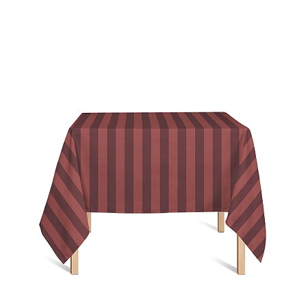 Toalha de Mesa Quadrada em Tecido Jacquard Vermelho e Preto Listrado Tradicional