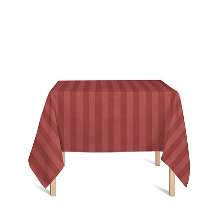 Toalha de Mesa Quadrada em Tecido Jacquard Vermelho Listrado Tradicional