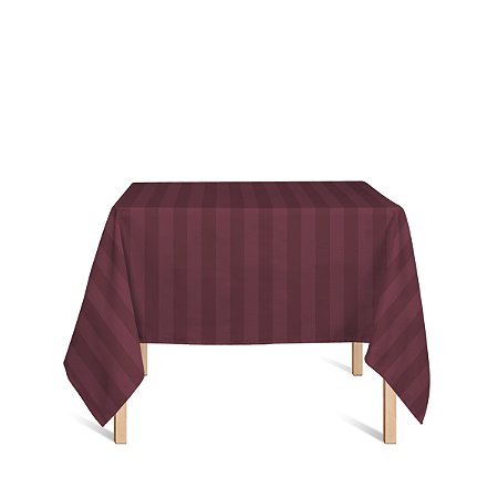 Toalha de Mesa Quadrada em Tecido Jacquard Vinho Marsala Listrado Tradicional