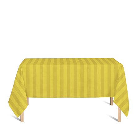 Toalha de Mesa Retangular em Tecido Jacquard Amarelo Ouro Listrado Tradicional