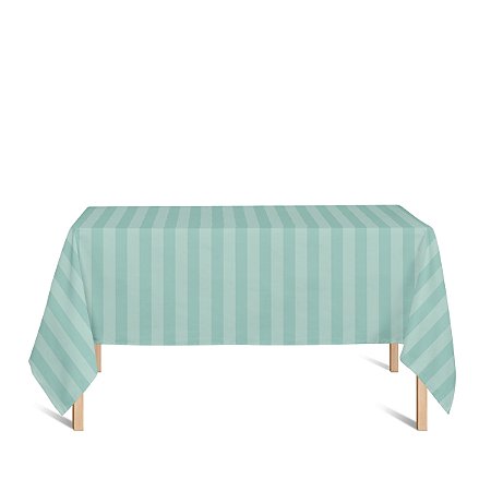 Toalha de Mesa Retangular em Tecido Jacquard Azul Tiffany Listrado Tradicional
