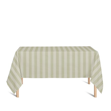 Toalha de Mesa Retangular em Tecido Jacquard Bege Listrado Tradicional