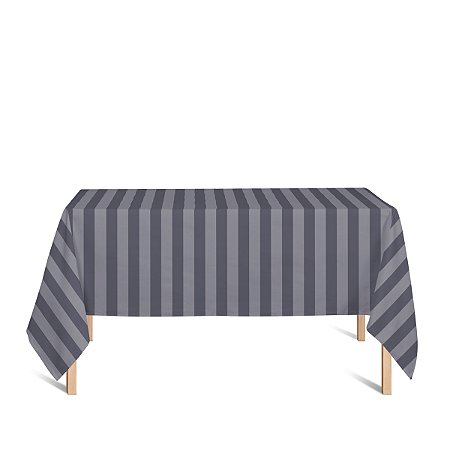 Toalha de Mesa Retangular em Tecido Jacquard Cinza Chumbo Listrado Tradicional