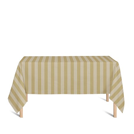 Toalha de Mesa Retangular em Tecido Jacquard Dourado Listrado Tradicional