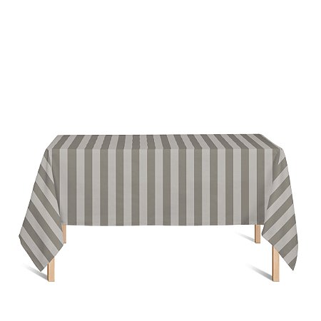 Toalha de Mesa Retangular em Tecido Jacquard Marrom Acinzentado e Bege Listrado Tradicional