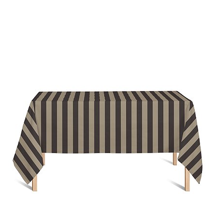 Toalha de Mesa Retangular em Tecido Jacquard Marrom e Bege Listrado Tradicional