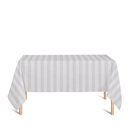 Toalha de Mesa Retangular em Tecido Jacquard Off-White Listrado Tradicional