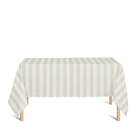 Toalha de Mesa Retangular em Tecido Jacquard Palha Crú (Rústico) Listrado Tradicional