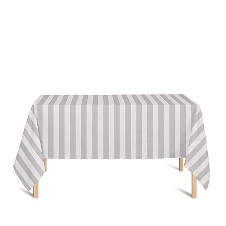 Toalha de Mesa Retangular em Tecido Jacquard Prata Listrado Tradicional