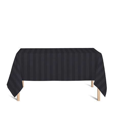 Toalha de Mesa Retangular em Tecido Jacquard Preto Listrado Tradicional