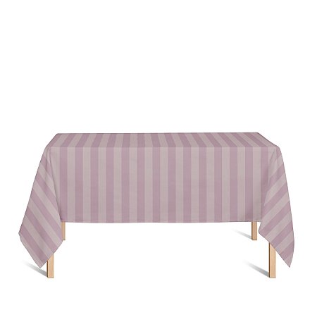 Toalha de Mesa Retangular em Tecido Jacquard Rosa Envelhecido Listrado Tradicional