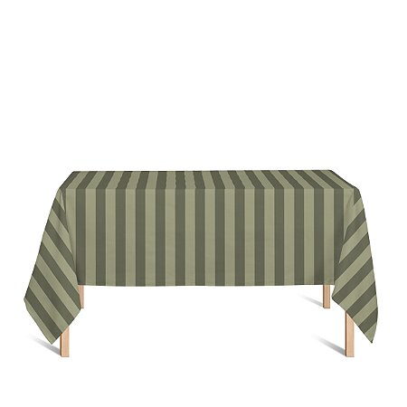 Toalha de Mesa Retangular em Tecido Jacquard Verde Musgo Listrado Tradicional