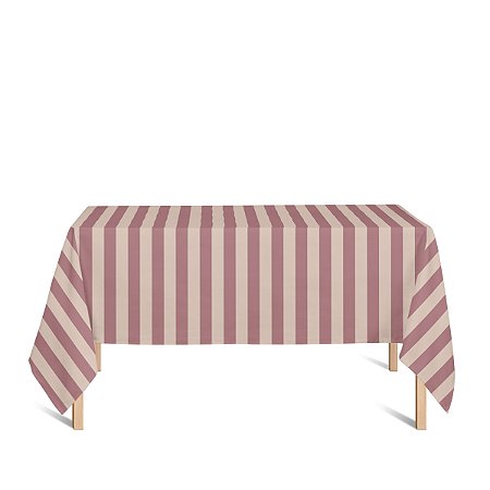 Toalha de Mesa Retangular em Tecido Jacquard Vermelho com Dourado Listrado Tradicional