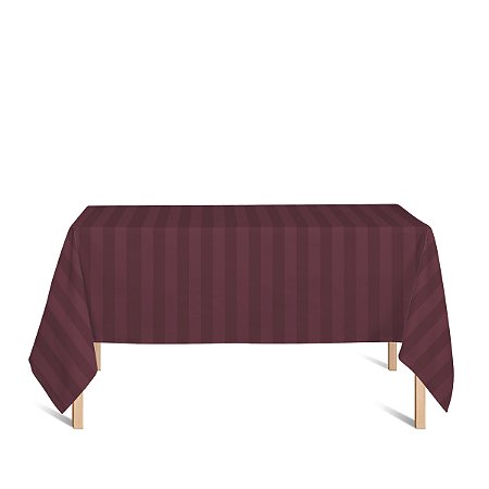 Toalha de Mesa Retangular em Tecido Jacquard Vinho Marsala Listrado Tradicional