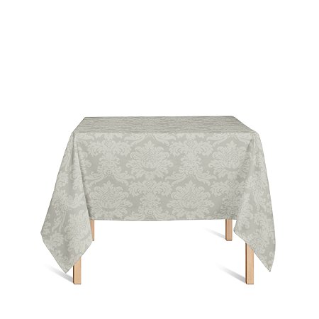 Toalha de Mesa Quadrada em Tecido Jacquard Bege Marfim Medalhão Tradicional