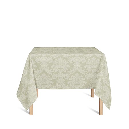 Toalha de Mesa Quadrada em Tecido Jacquard Bege Medalhão Tradicional